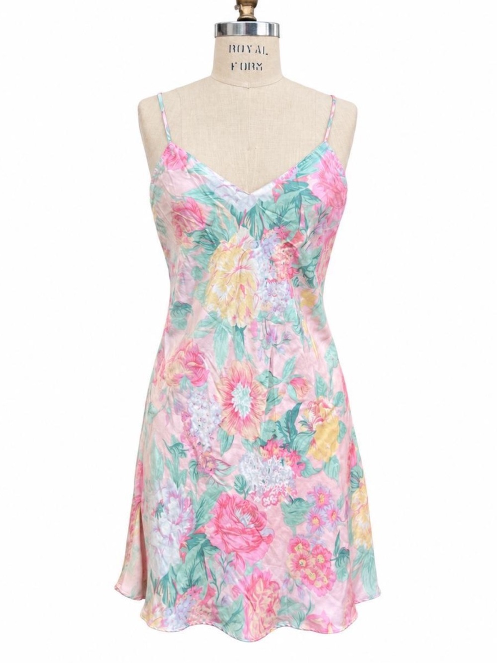 Vintage Victoria’s Secret 100% Silk Floral Slip Dress M Pastel Y2K 90s